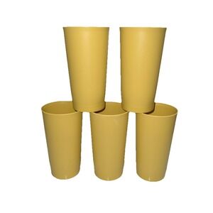 5 Tupperware #873 Yellow Drink Juice Cups 12 Ounce Tumblers Harvest Gold Vintage